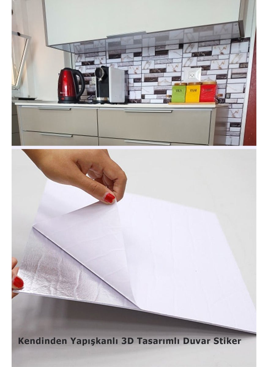 Technosmart 30X30CM 3D Self Adhesive Wallpaper Covering Waterproof Decoration Kitchen Bathroom  - Image 2