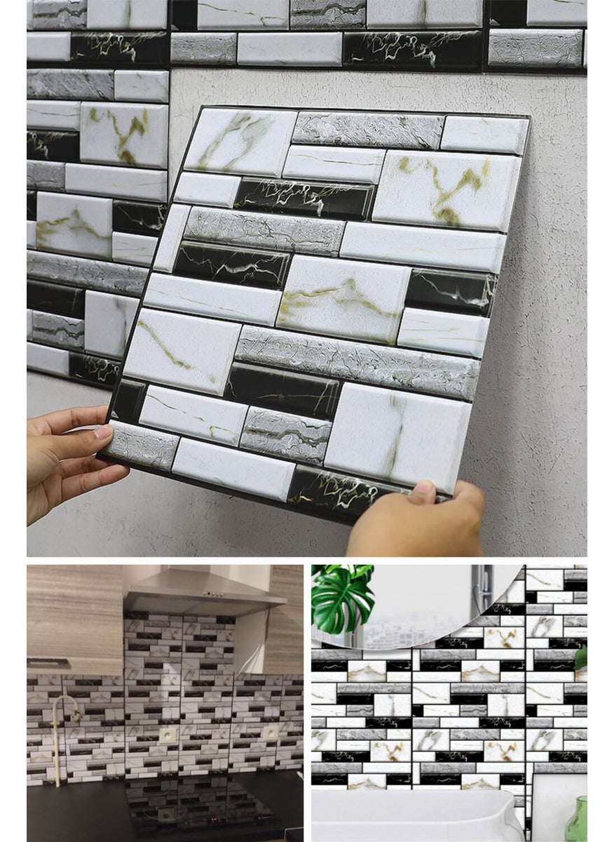 Technosmart 30X30CM 3D Self Adhesive Wallpaper Covering Waterproof Decoration Kitchen Bathroom  - Image 1