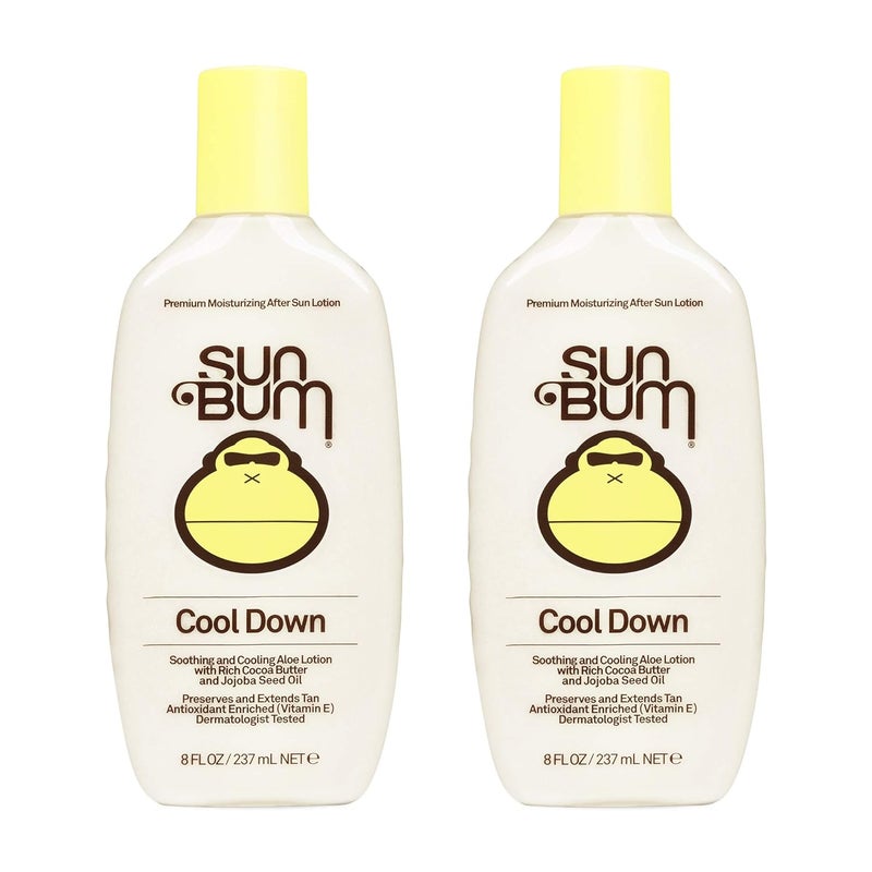 Sun Bum Cool Down Aloe Vera Lotion Vegan and Hypoallergenic After Sun Gel With Cocoa Butter To Soothe and Hydrate Sunburned Skin, 8 oz (Pack of 2)