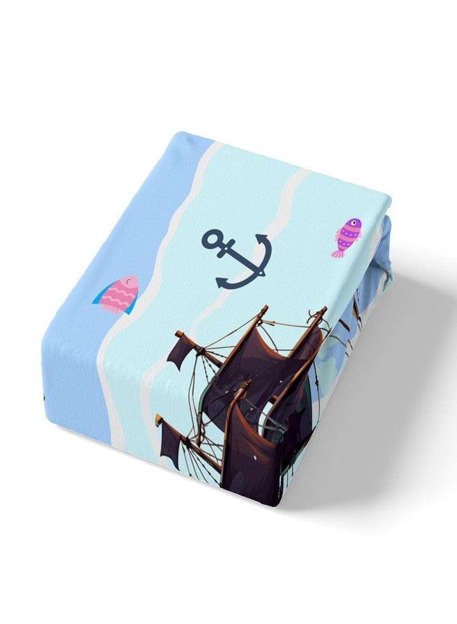 Homewish Pirate Ship Duvet Cover Anchor Printed Bedding Set Cute Fish Comforter Cover for Boys Girls Kids Room Decor Nautical Theme Lightweight Bedspread Cover Twin Size with 1 Pillow Case(No Comforter) - Image 4