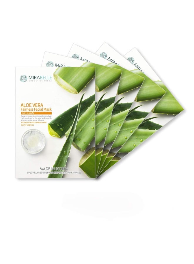 MIRABELLE COSMETICS KOREA Aloe Vera Fairness Facial Mask (Pack of 5) - Image 1