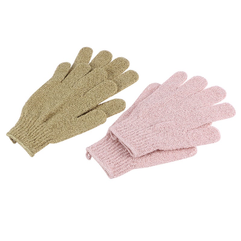 2 Pairs of Bath Gloves Back Gloves Wash Scrubber Five Fingers Shower Towels for Women Men Students Each 1 Pair Green - Image 3