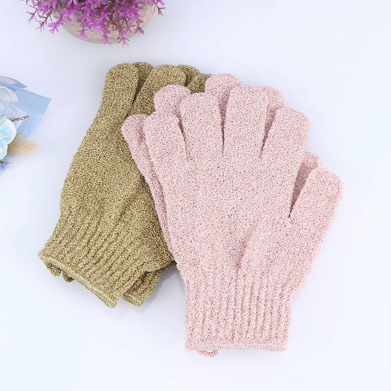 2 Pairs of Bath Gloves Back Gloves Wash Scrubber Five Fingers Shower Towels for Women Men Students Each 1 Pair Green - Image 5