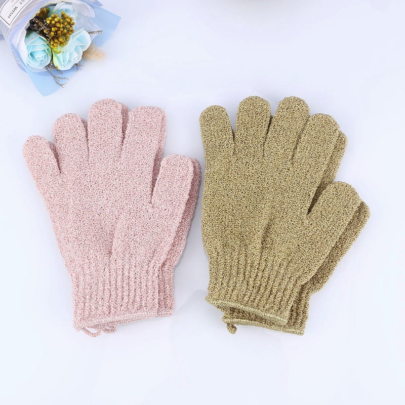 2 Pairs of Bath Gloves Back Gloves Wash Scrubber Five Fingers Shower Towels for Women Men Students Each 1 Pair Green - Image 1