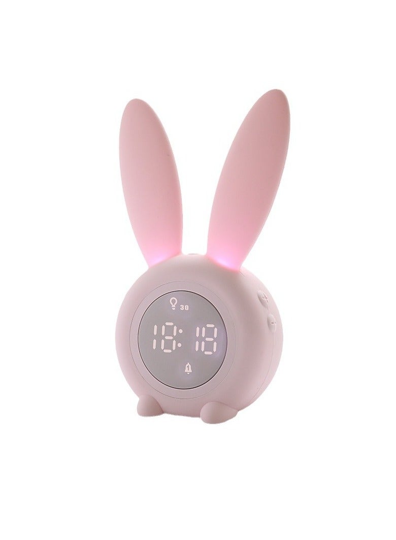 عام ساعة منبه رقمية LED بأذني أرنب لطيفة بتحكم صوتي إلكتروني ومصباح ليلي بتصميم أرنب لتزيين المنزل. - Image 1