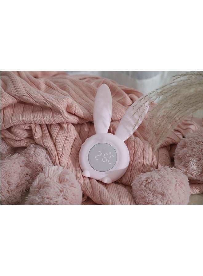 عام ساعة منبه رقمية LED بأذني أرنب لطيفة بتحكم صوتي إلكتروني ومصباح ليلي بتصميم أرنب لتزيين المنزل. - Image 3