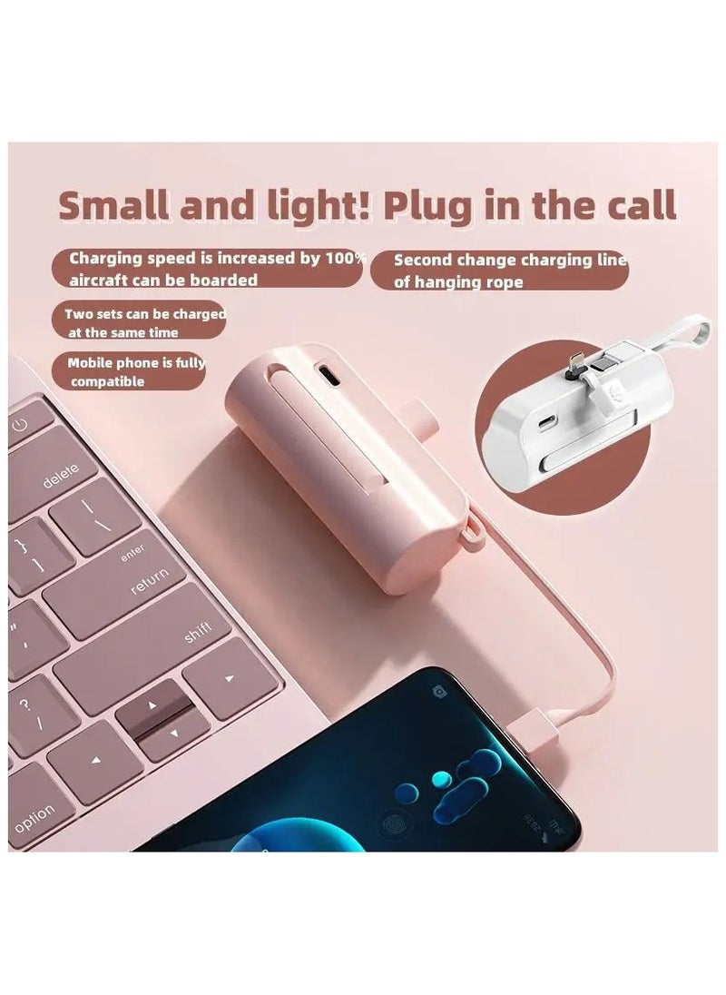 Arabest - 5000mah Mini Power Supply,20W Pd Fast Charging Portable Charger Battery Pack,Apple Android Compatible,Suitable for Business Trip/Travel/Outdoor Picnic(Pink) - Image 1