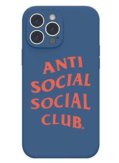 Theodor Protective Slim Fit Case Liquid Silicone Cover with Full Body Protection Anti-Scratch Shockproof Case For iPhone 12 Pro Max Blue  - Anti social social club copy  - Image 1