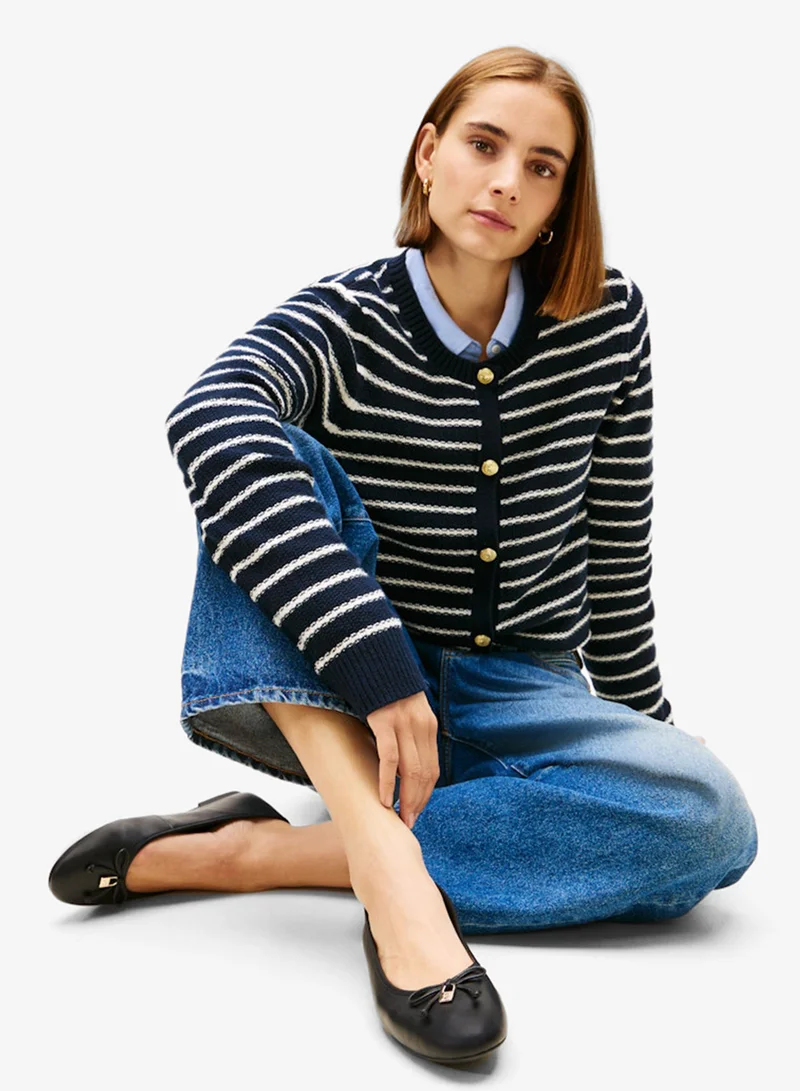 TOMMY HILFIGER TH Monogram Charm Leather Ballerinas