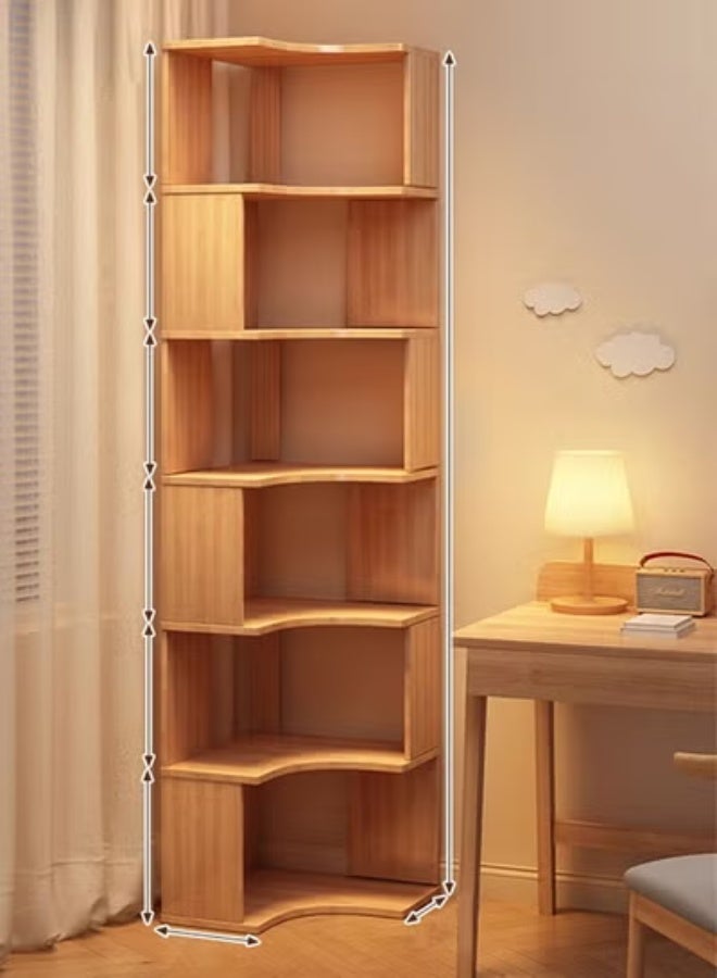 زي سي إم - هابي رف كتب زاوية مدمج مع الحائط، أرضية خشبية، لون بني، 48*48*180 سم - Image 1