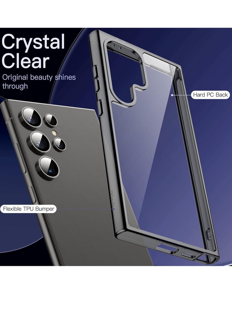 S25 Ultra Case,Compatible with, Non Yellow Grade Drop Protection & Hard PC Back Cover Slim Transparent Anti-Scratch Shockproof Phone Case (Grey)