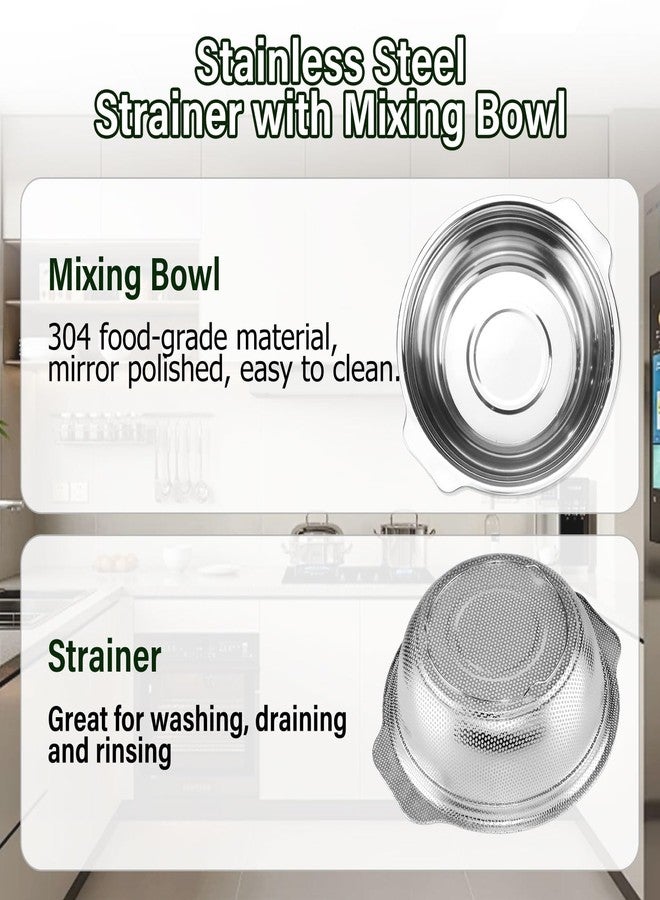 POPGRADE Extra Large 6QT Stainless Steel Colander, Large Capacity Rice Colander with Mixing Bowl, Rice Strainer for Vegetables, Fruit, Spaghetti, Pasta Strainer, Dishwasher Safe(2PC) - Image 2