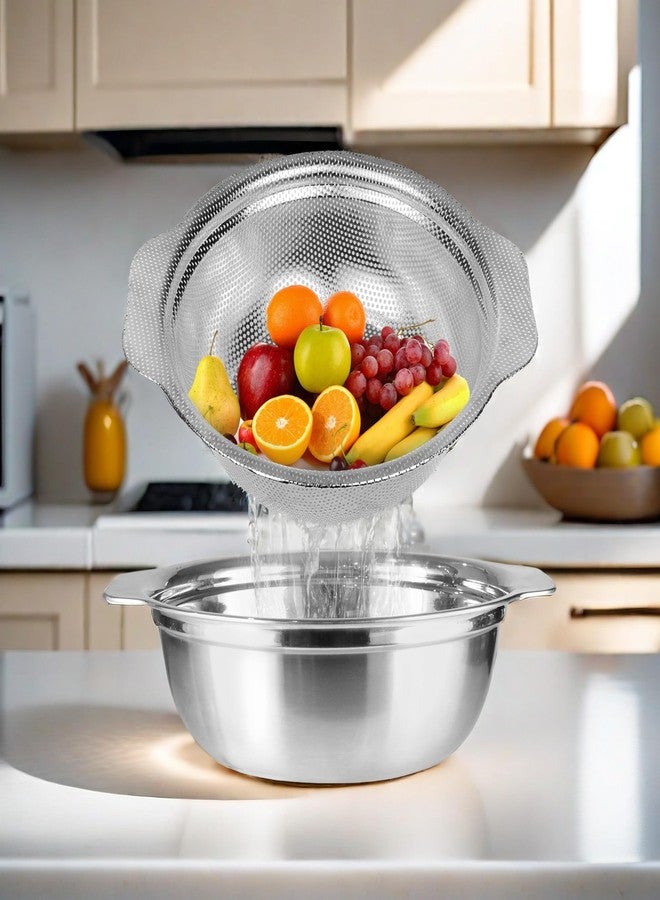 POPGRADE Extra Large 6QT Stainless Steel Colander, Large Capacity Rice Colander with Mixing Bowl, Rice Strainer for Vegetables, Fruit, Spaghetti, Pasta Strainer, Dishwasher Safe(2PC) - Image 4