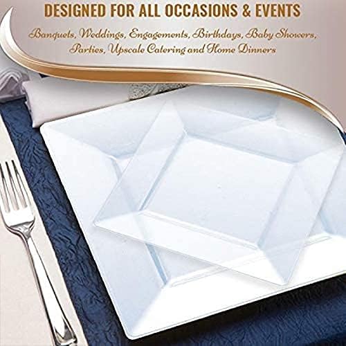 kaya Square Clear Plastic Dinner Plates 95  Pack of 10  Elegant  Sturdy Dinnerware for Weddings Birthdays  Home Use - Image 5