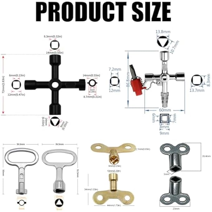 PACK OF 8 HEATER BLEED KEYS, VENTILATION KEYS FOR RADIATORS, SUITABLE FOR ALL TYPES OF GENERAL CABINETS - Image 3