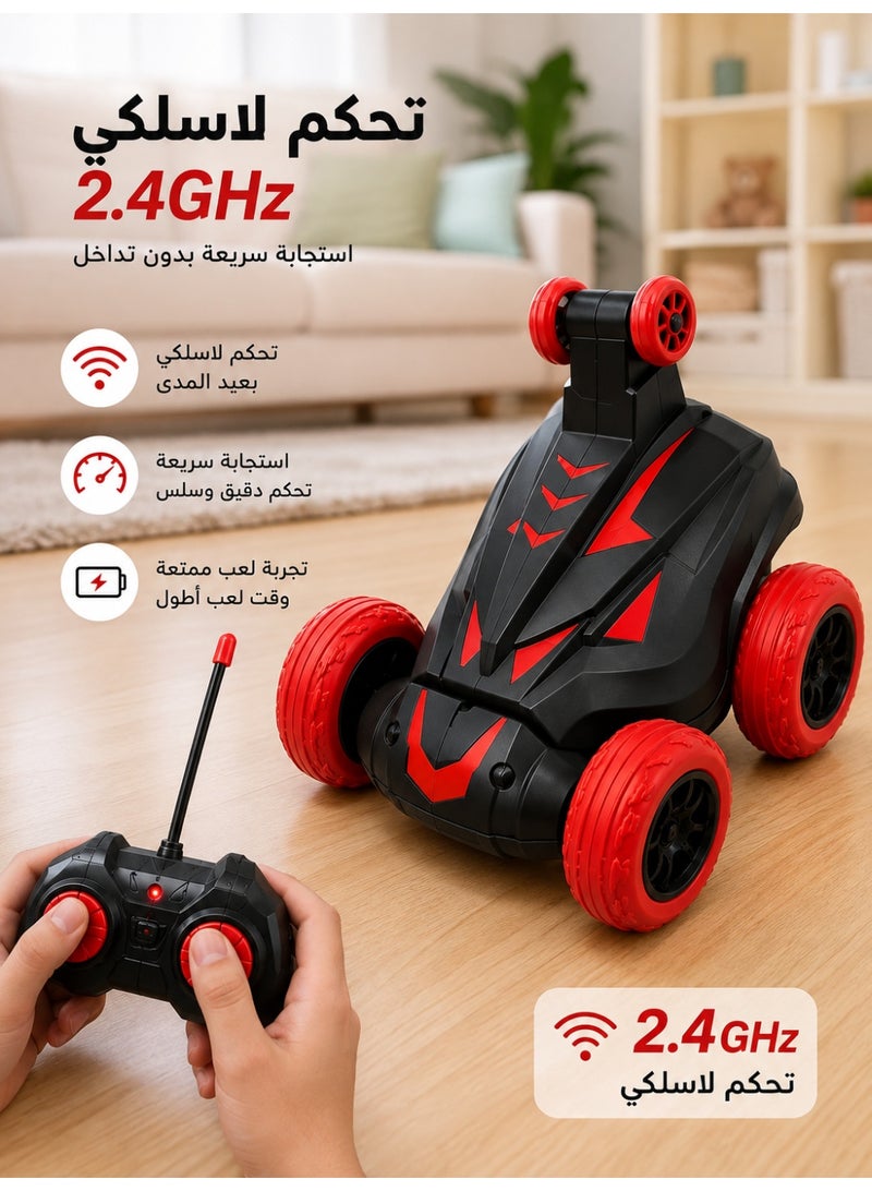ستانت سيارة تحكم عن بعد للأطفال 6+ – سيارة استعراضية RC بحركات بهلوانية ودوران 360 درجة وانقلاب – سيارة سباق لاسلكية 2.4GHz مع إضاءة LED – لعبة سيارات إلكترونية للأطفال - Image 4