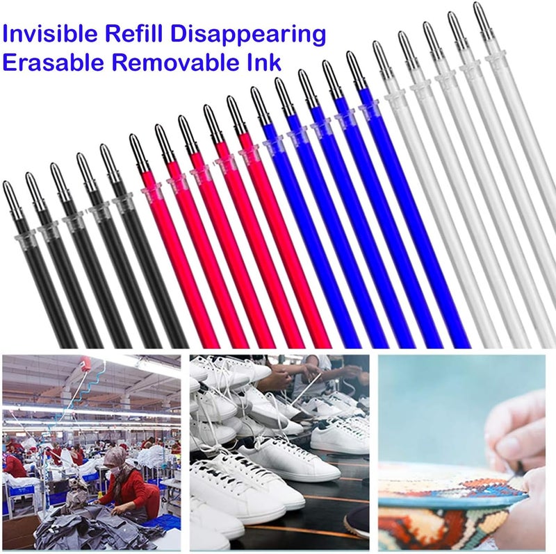 Aakriti Fabric Marker Pen Refill Heat Erasable Fabric Pens Heat Erasable Fabric Marking Pens for Tailors Sewing and Quilting Dressmaking Multicolor (Red, Blue, Black, White 20PCS) - Image 3