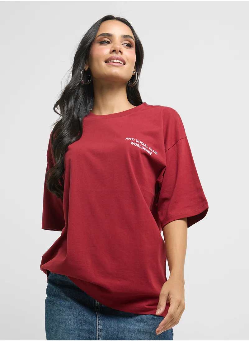 Ginger Oversize Back Print Slogan T-Shirt