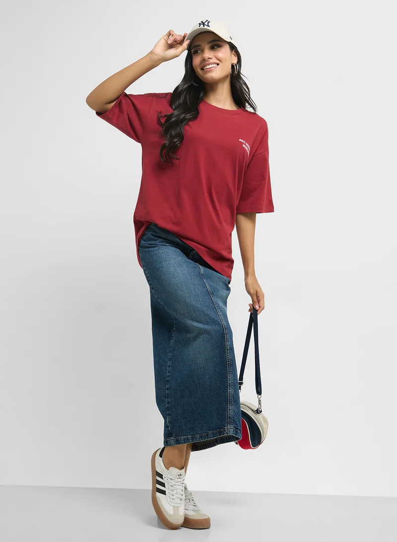 Ginger Oversize Back Print Slogan T-Shirt
