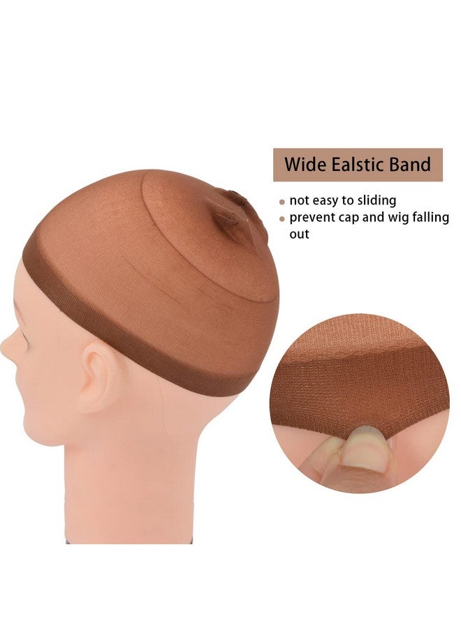 YTBYT 4 Pcs Wig Caps Stretchy Nylon Wig Stocking Caps For Women Men Kids (Nylon Wig Cap Dark Brown) - Image 2