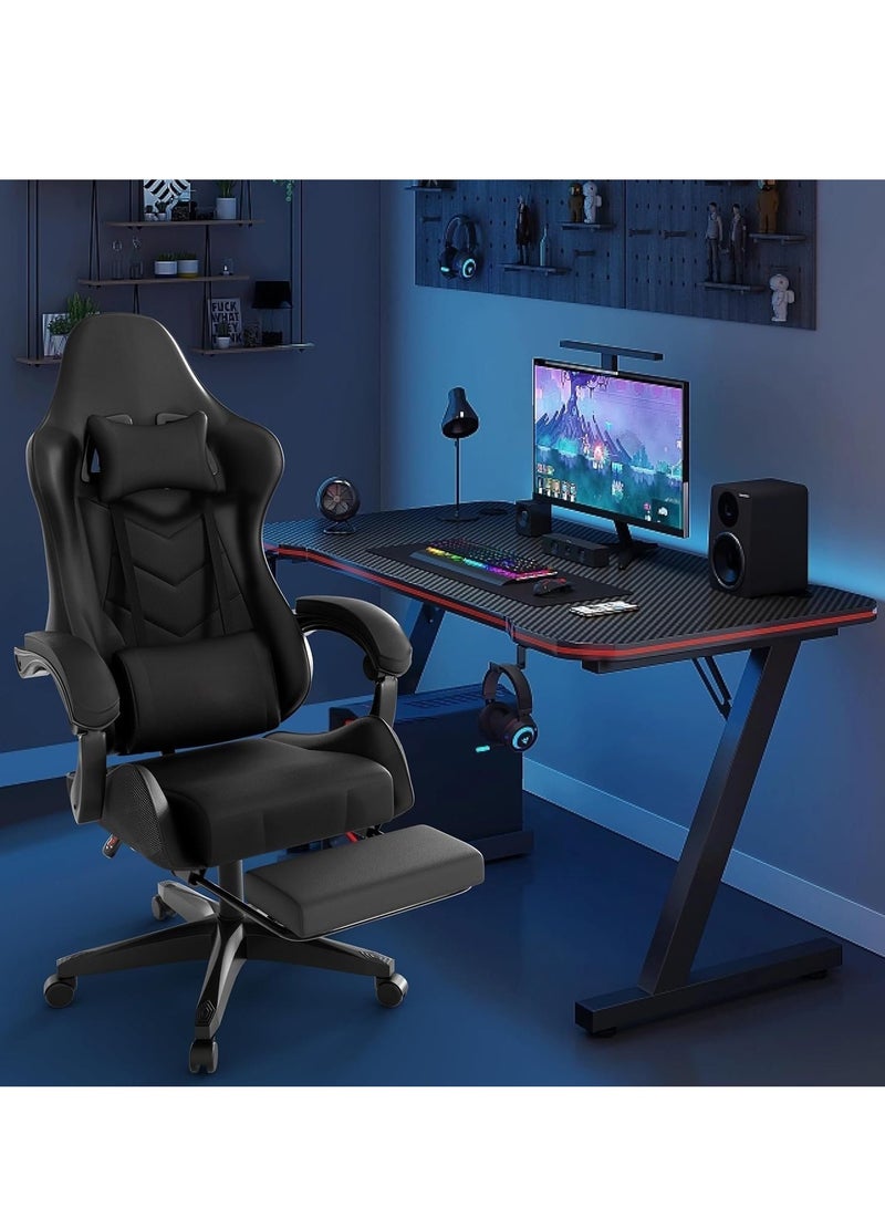 ZUIHAO Leather Office Gaming Chair with Ergonomic Design, High Backrest, Recline Function, Neck and Lumbar Support, Retractable Footrests, Silent Casters - Perfect for Racing, Office and Computer Use - Image 2