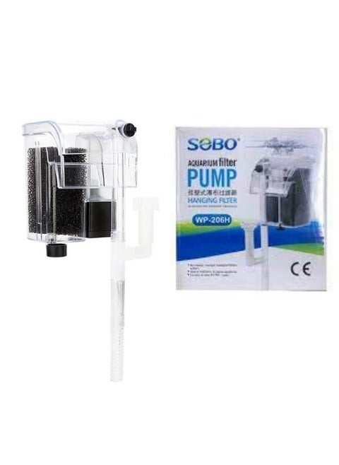 VAYINATO Sobo Transparent Nano Aquarium Hang On Back Filter Wp - 206H With Surface Skimmer | 3 Watts | 250 L/H