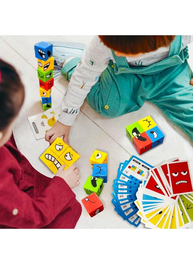 Wembley Smiley Face Emoji Cube Set Face Change Game for Kids Educational Emotion Change Blocks Face Expression Changing Puzzle Toy for Kids Age 3 4 5 6+ & Up - Image 3
