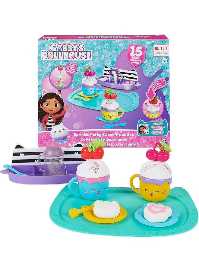 Gabby's Dollhouse Sprinkle Party Sweet Treat Set Pretend Play Kitchen Hot Cocoa Party Set With Fruit And Sprinkles Kids Toys For Girls And Boys 3 Plus - Image 1