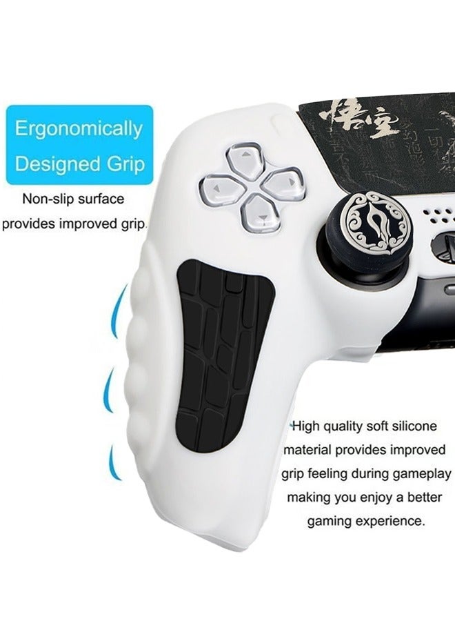 Wukong Theme PS5 Controller Silicone Protective Case, with Anti-Shock and Anti-Scratch Properties Comes, with Thumbstick Caps, Black Myth Wukong Skin Friendly Gamepad Protective Sleeve - White - Image 2