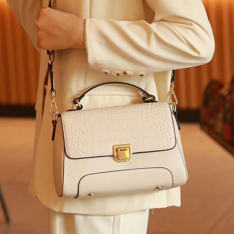 Women'S Bag Niche High-End Sense Handbag Fashion Crocodile Pattern Genuine Leather Shoulder Crossbody Small Square Bag - Image 2