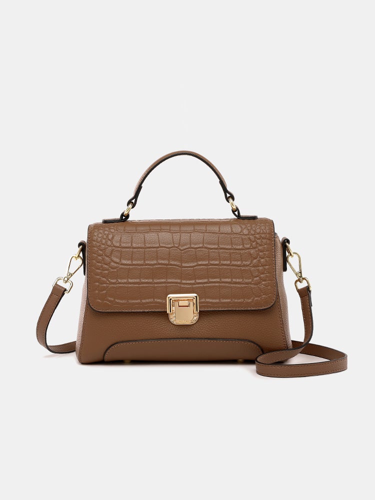 Women'S Bag Niche High-End Sense Handbag Fashion Crocodile Pattern Genuine Leather Shoulder Crossbody Small Square Bag - Image 1