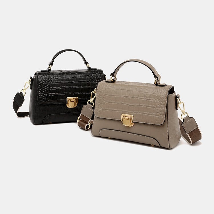 Women'S Bag Niche High-End Sense Handbag Fashion Crocodile Pattern Genuine Leather Shoulder Crossbody Small Square Bag - Image 4