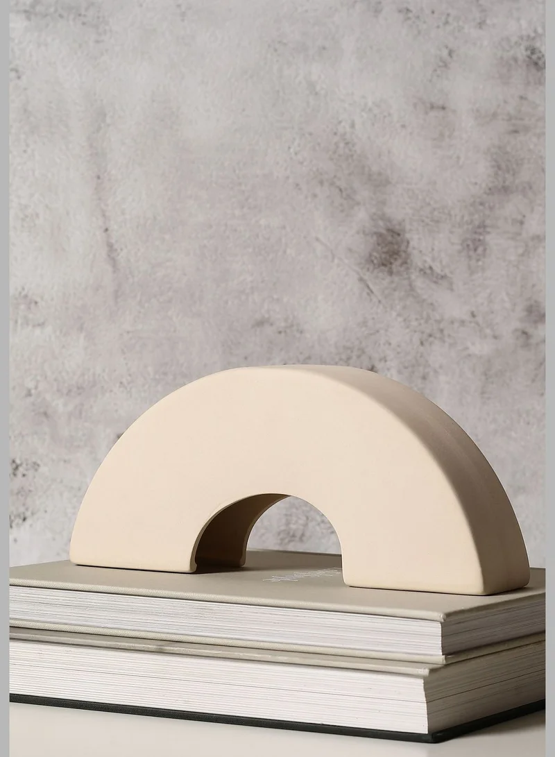 Bonhomie Modern Half-Circle Solid Minimalistic Bookend Ceramic Showpiece For Home Decor