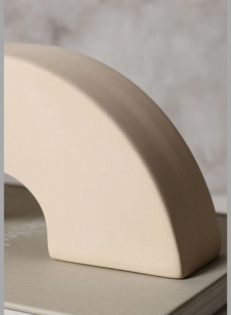 Bonhomie Modern Half-Circle Solid Minimalistic Bookend Ceramic Showpiece For Home Decor