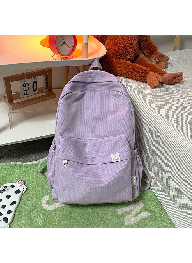 Generic - Sweet Soft Girl Solid Color Large Capacity Student Schoolbag Backpack Large Capacity Beautiful Backpack Simple And Cute - Image 1