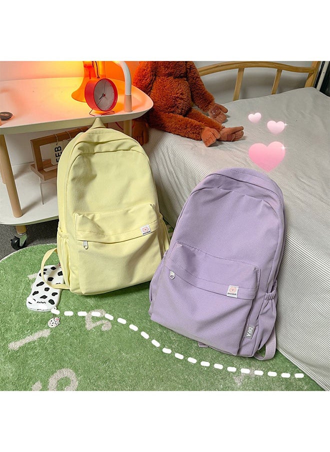Generic - Sweet Soft Girl Solid Color Large Capacity Student Schoolbag Backpack Large Capacity Beautiful Backpack Simple And Cute - Image 1