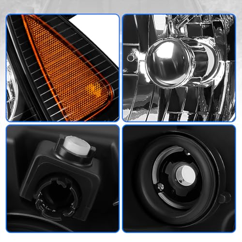 DWVO Headlight Assembly Compatible with 2006-2010 Dodge Charger Black Housing Amber Reflector (Driver & Passenger Side) - Image 3