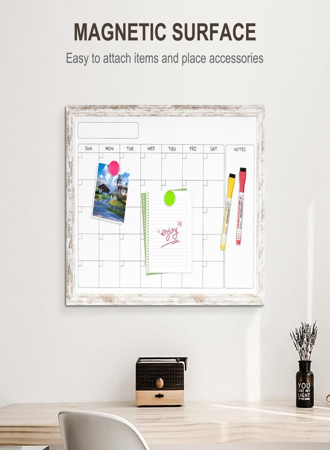 QUEENLINK Monthly Dry Erase Calendar Whiteboard for Wall, 24" x 18" Magnetic White Board Calendar Board - Rustic Vintage Wooden Frame - Image 5