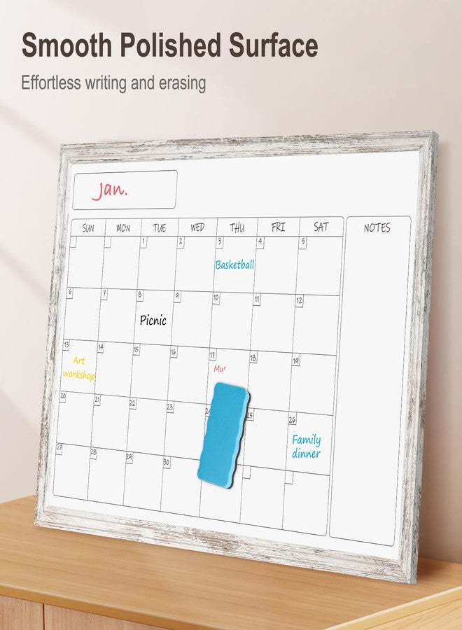 QUEENLINK Monthly Dry Erase Calendar Whiteboard for Wall, 24" x 18" Magnetic White Board Calendar Board - Rustic Vintage Wooden Frame - Image 4