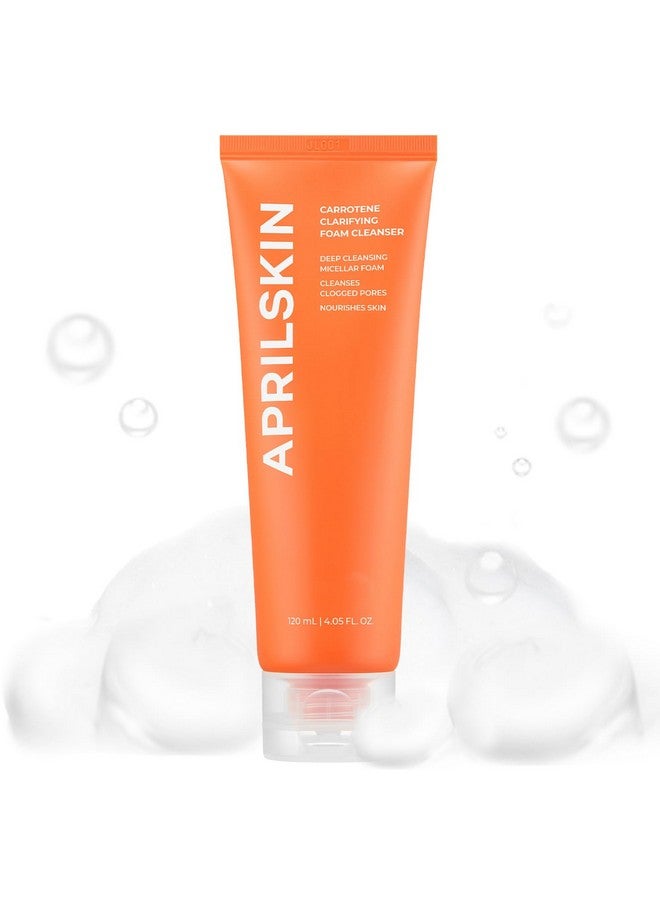 APRILSKIN Carrotene Clarifying Foam Cleanser - Deep Cleansing With Bhas & Sebum Control For Oily, Sensitive, Acne-Prone Skin - 120Ml - Vegan, Cruelty Free