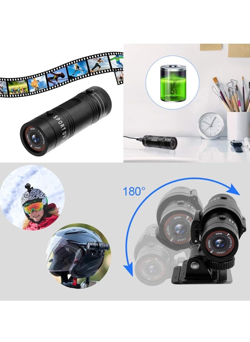 Bicycle Helmet Camera 1080P HD Sports Camera Mountain Motorcycle Waterproof Mini DV Camera F9 120°A+ Motorcycle Wide Angle Car Video Recorder (0G) - Image 3