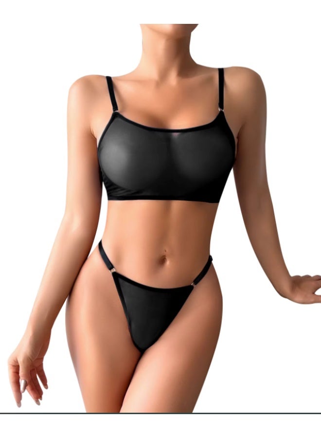 MANIKAN Wome's Clothes Set Lingerie set Mesh Bodysuit cute made of tulle Black - Image 3