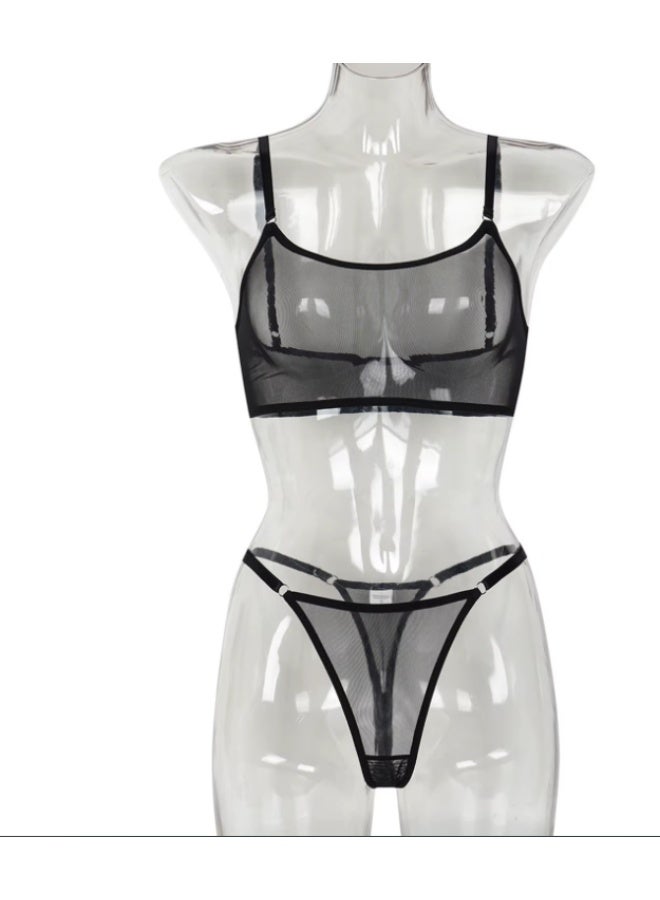 MANIKAN Wome's Clothes Set Lingerie set Mesh Bodysuit cute made of tulle Black - Image 1