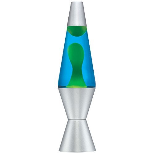 Lava Lite 2124 the Original 14.5-Inch Silver Base Lamp with Yellow Wax in Blue Liquid - Image 3