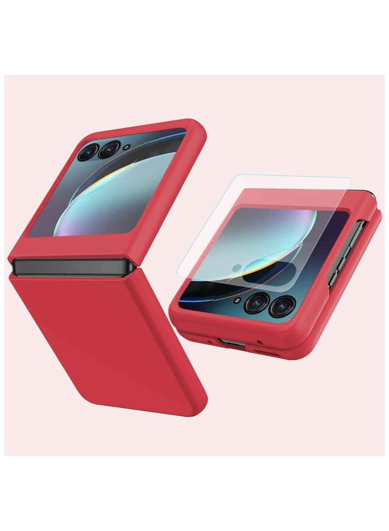 general Motorola Razr 40 Ultra 2023 Case with External Screen Protector, Skin-Touch Texture Anti-Fingerprints Colorful Protective Cover Case for Moto Razr 40 Ultra