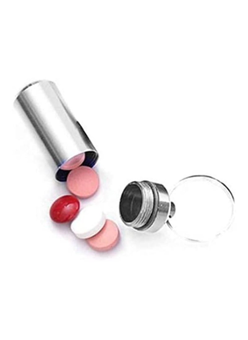 MIRFA Waterproof Aluminum Metal Pill Box with Key Chain in Silver  - Image 3