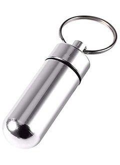 MIRFA Waterproof Aluminum Metal Pill Box with Key Chain in Silver  - Image 1