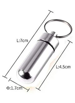 MIRFA Waterproof Aluminum Metal Pill Box with Key Chain in Silver  - Image 2