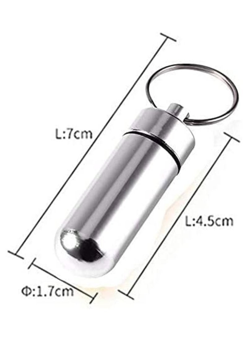 MIRFA Waterproof Aluminum Metal Pill Box with Key Chain in Silver  - Image 2