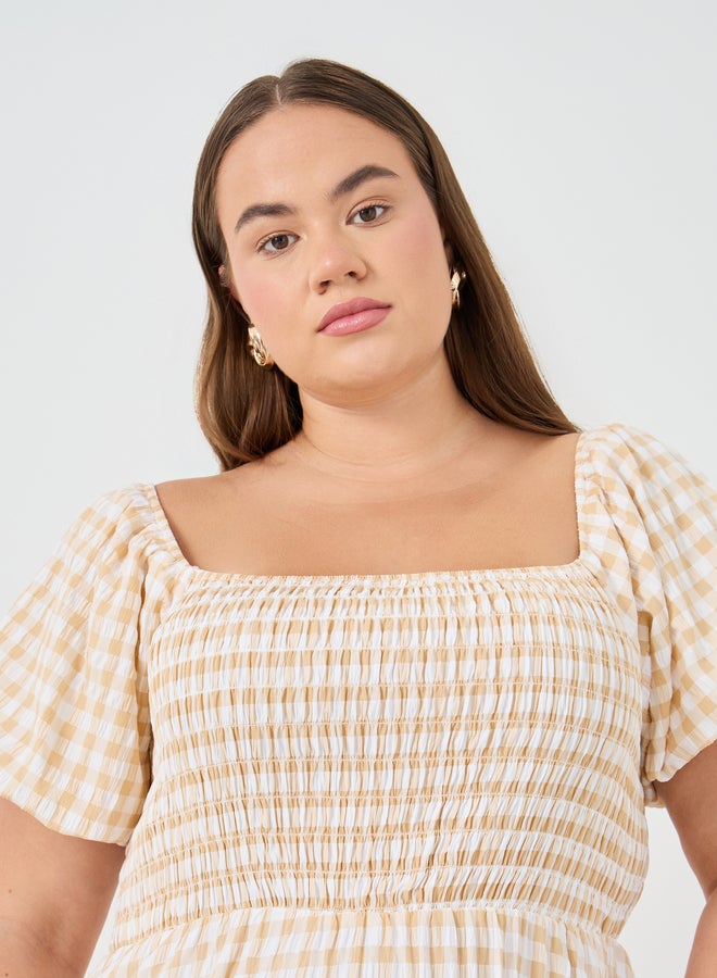 Styli Gingham Smocked Dress - Image 4